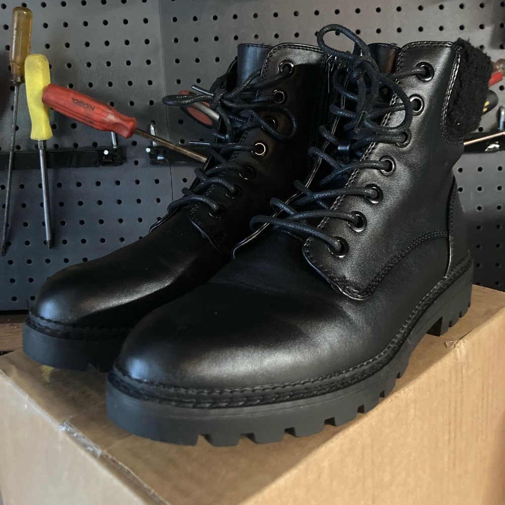 Black combat boots